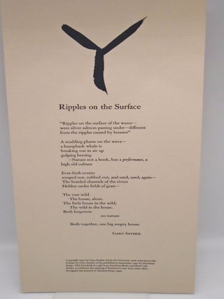 Ripples on the Surface. Gary Snyder.